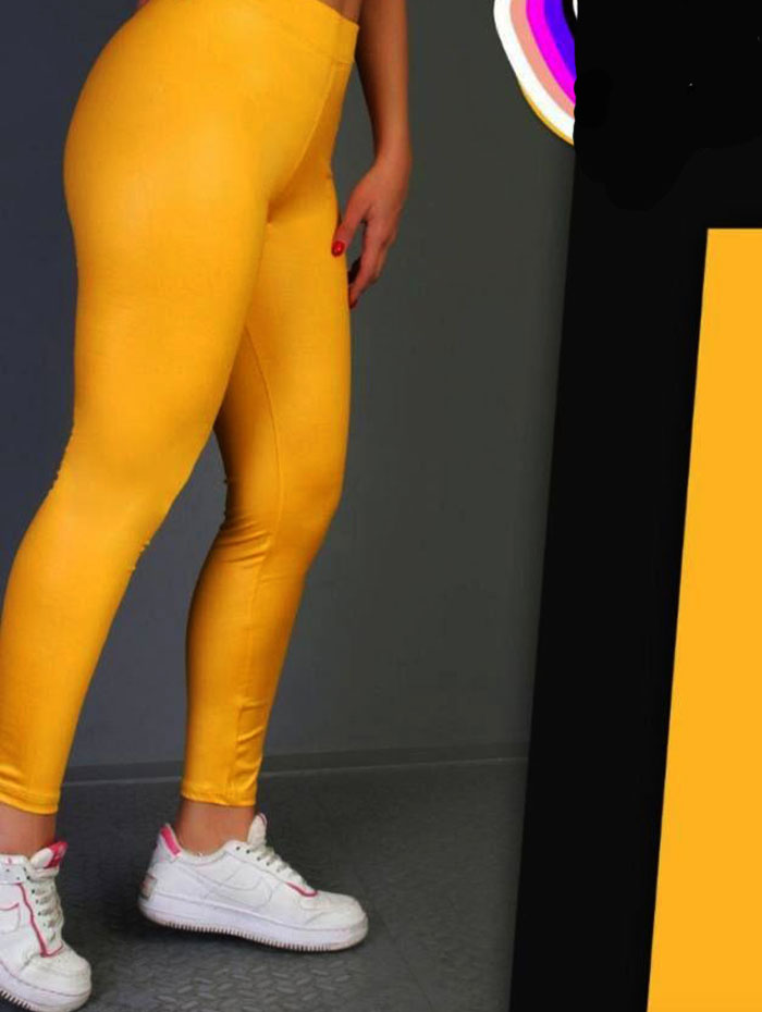 لگ زنانه طرح چرم مدل YS زرد XL